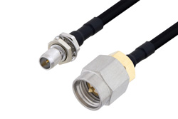 Slide-On BMA Plug Bulkhead to SMA Male Cable Using PE-SR402FLJ Coax