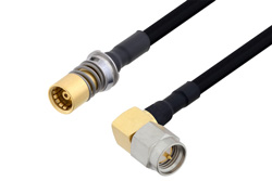 Snap-On BMA Jack to SMA Male Right Angle Cable 36 Inch Length Using PE-SR402FLJ Coax