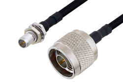 Slide-On BMA Plug Bulkhead to N Male Cable 36 Inch Length Using PE-SR402FLJ Coax