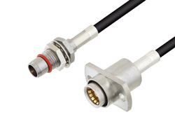 Slide-On BMA Plug Bulkhead to Slide-On BMA Jack 2 Hole Flange Cable 24 Inch Length Using LMR-100 Coax