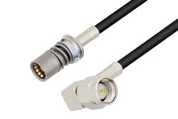 Snap-On BMA Jack to SMA Male Right Angle Cable 24 Inch Length Using LMR-100 Coax