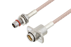 Slide-On BMA Plug Bulkhead to Slide-On BMA Jack 2 Hole Flange Cable 36 Inch Length Using RG316 Coax