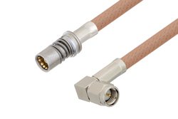 Snap-On BMA Jack to SMA Male Right Angle Cable 60 Inch Length Using RG400 Coax