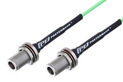 N Female Bulkhead to N Female Bulkhead Low Loss Cable 48 Inch Length Using PE-P160LL Coax