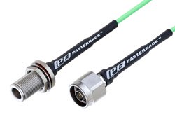 N Male to N Female Bulkhead Low Loss Cable 24 Inch Length Using PE-P160LL Coax