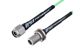 N Female Bulkhead to TNC Male Low Loss Cable 200 CM Length Using PE-P160LL Coax