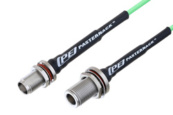 N Female Bulkhead to TNC Female Bulkhead Low Loss Cable 24 Inch Length Using PE-P160LL Coax