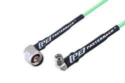 N Male Right Angle to SMA Male Right Angle Low Loss Cable 24 Inch Length Using PE-P160LL Coax