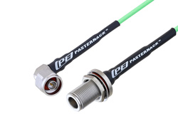 N Male Right Angle to N Female Bulkhead Low Loss Cable 36 Inch Length Using PE-P160LL Coax