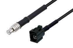 MCX Plug to Black FAKRA Jack Cable Using LMR-100 Coax with HeatShrink