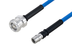 Plenum 4.1/9.5 Mini DIN Female to QMA Male Low PIM Cable Using SPP-250-LLPL Coax , LF Solder