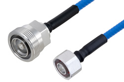 Plenum 4.1/9.5 Mini DIN Male to 7/16 DIN Female Low PIM Cable Using SPP-250-LLPL Coax , LF Solder