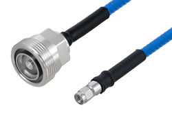 Plenum 7/16 DIN Female to SMA Male Low PIM Cable 100 cm Length Using SPP-250-LLPL Coax , LF Solder