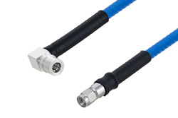 低PIM阻燃级电缆组件，QMA直角型公头转SMA公头，采用SPP-250-LLPL同轴电缆，LF焊接