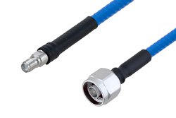 低PIM阻燃级电缆组件，N型公头转SMA母头，使用SPP-250-LLPL同轴电缆，LF焊接