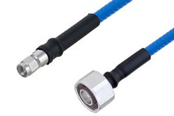 Plenum 4.1/9.5 Mini DIN Male to SMA Male Low PIM Cable 100 cm Length Using SPP-250-LLPL Coax , LF Solder