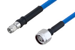 Plenum N Male to SMA Male Low PIM Cable 24 Inch Length Using SPP-250-LLPL Coax , LF Solder