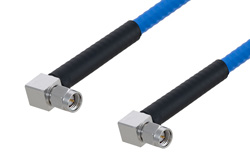 Plenum SMA Male Right Angle to SMA Male Right Angle Low PIM Cable 12 Inch Length Using SPP-250-LLPL Coax , LF Solder