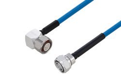 Plenum 4.1/9.5 Mini DIN Male Right Angle to 4.3-10 Male Low PIM Cable 12 Inch Length Using SPP-250-LLPL Coax Using Times Microwave Parts