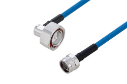 Plenum 7/16 DIN Male Right Angle to N Male Low PIM Cable 12 Inch Length Using SPP-250-LLPL Coax Using Times Microwave Parts