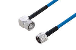 Plenum 4.3-10 Male Right Angle to N Male Low PIM Cable 48 Inch Length Using SPP-250-LLPL Coax Using Times Microwave Parts