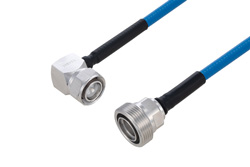 Plenum 4.3-10 Male Right Angle to 7/16 DIN Female Low PIM Cable 12 Inch Length Using SPP-250-LLPL Coax Using Times Microwave Parts