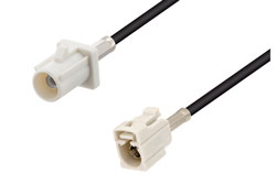White FAKRA Plug to FAKRA Jack Low Loss Cable Using PE-C100-LSZH Coax