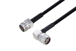 Outdoor Rated 4.3-10 Female to N Male Right Angle Low PIM Cable 24 Inch Length Using SPO-250 Coax Using Times Microwave Parts