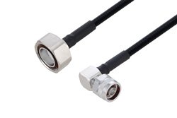 Outdoor Rated 7/16 DIN Male to N Male Right Angle Low PIM Cable 150 cm Length Using SPO-250 Coax Using Times Microwave Parts