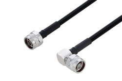 Outdoor Rated N Male to N Male Right Angle Low PIM Cable 100 cm Length Using SPO-250 Coax Using Times Microwave Parts