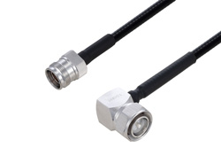 Fire Rated 4.3-10 Male Right Angle to 4.3-10 Female Low PIM Cable 24 Inch Length Using SPF-250 Coax Using Times Microwave Parts