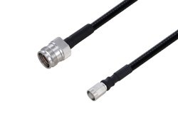 Fire Rated 4.3-10 Female to NEX10 Male Low PIM Cable 12 Inch Length Using SPF-250 Coax Using Times Microwave Parts