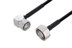 Fire Rated 4.3-10 Male Right Angle to 7/16 DIN Male Low PIM Cable 100 cm Length Using SPF-250 Coax Using Times Microwave Parts