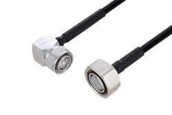 Fire Rated 4.3-10 Male Right Angle to 7/16 DIN Male Low PIM Cable 12 Inch Length Using SPF-250 Coax Using Times Microwave Parts