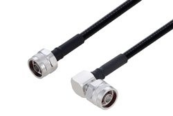 Fire Rated N Male to N Male Right Angle Low PIM Cable 12 Inch Length Using SPF-250 Coax Using Times Microwave Parts