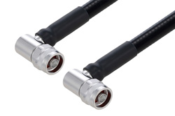 Outdoor Rated N Male Right Angle to N Male Right Angle Low PIM Cable 24 Inch Length Using SPO-500 Coax Using Times Microwave Parts