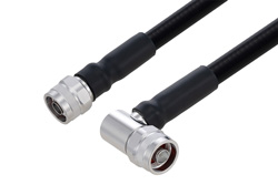 Fire Rated N Male to N Male Right Angle Low PIM Cable 60 Inch Length Using SPF-500 Coax Using Times Microwave Parts