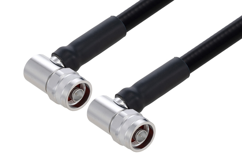 Fire Rated N Male Right Angle to N Male Right Angle Low PIM Cable 50 cm Length Using SPF-500 Coax Using Times Microwave Parts
