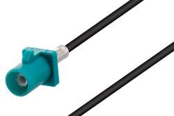 Water Blue FAKRA Plug to Trimmed Lead Cable Using RG174 Coax