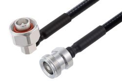 4.1/9.5 Mini DIN Male Right Angle to 4.1/9.5 Mini DIN Female Low PIM Cable 150 Cm Length Using 1/4 inch Superflexible Coax