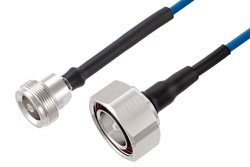 4.1/9.5 Mini DIN Female to 7/16 DIN Male Low PIM Cable 60 Inch Length Using TFT-402 Coax Using Times Microwave Components
