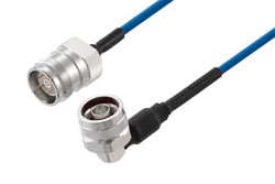 4.3-10 Female to N Male Right Angle Low PIM Cable 24 Inch Length Using TFT-402 Coax Using Times Microwave Components