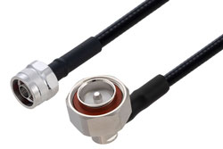 Fire Rated 7/16 DIN Male Right Angle to N Male Low PIM Cable 12 Inch Length Using SPF-250 Coax Using Times Microwave Parts