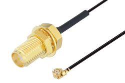 SMA Female Bulkhead to UMCX 2.5 Plug Cable 12 Inch Length Using 0.81mm Coax, RoHS