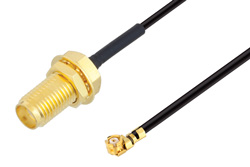 SMA Female Bulkhead to UMCX 2.5 Plug Cable 3 Inch Length Using 1.37mm Coax, RoHS