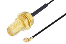 SMA Female Bulkhead to UMCX 2.1 Plug Cable 3 Inch Length Using 0.81mm Coax, RoHS