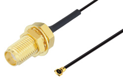 SMA Female Bulkhead to HMCX32 1.2 Plug Cable 3 Inch Length Using 0.81mm Coax, RoHS