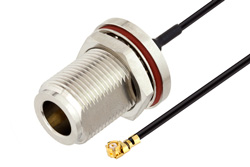 N Female Bulkhead to UMCX 2.5 Plug Cable 6 Inch Length Using 1.37mm Coax, RoHS