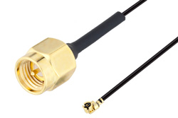 SMA Male to UMCX 2.5 Plug Cable 18 Inch Length Using 1.13mm Coax, RoHS