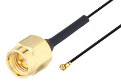 SMA Male to WMCX 1.6 Plug Cable 12 Inch Length Using 0.81mm Coax, RoHS